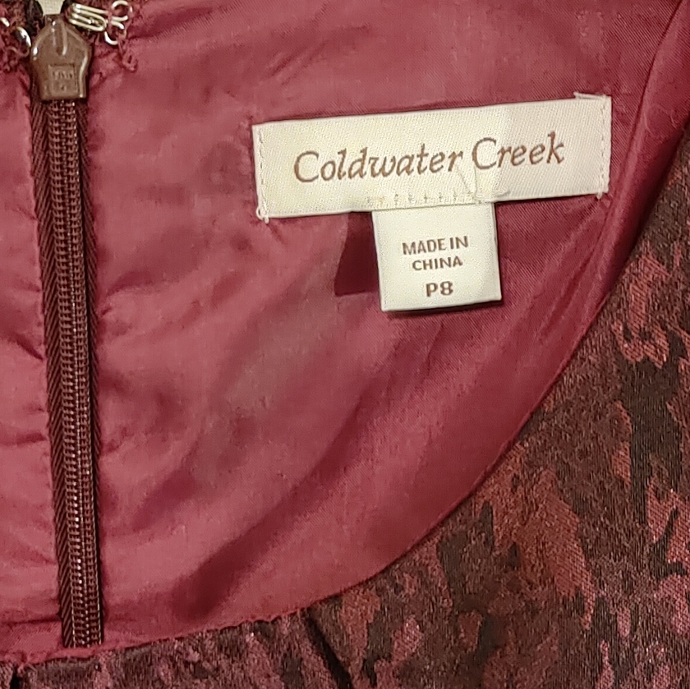 Coldwater Creek black cherry sheen cocktail dress size 8 petite, excellent. - Picture 5 of 5